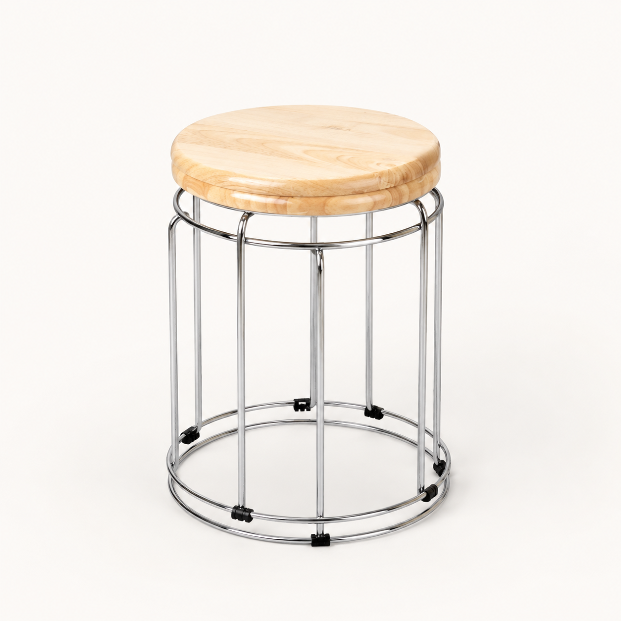 Portable Wooden-Top Steel Camping Stool