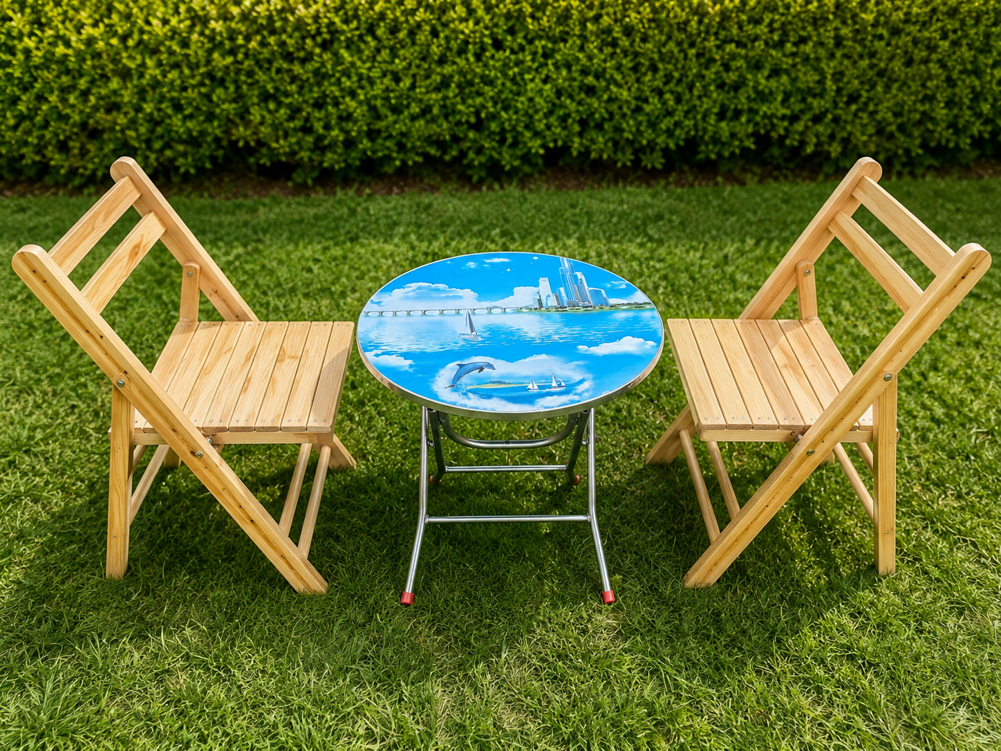 Family SkyPrint Foldaway 3-Piece Patio Bistro Set